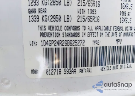 2006 Dodge Grand Caravan Se из США, поврежденный, VIN 1D4GP24R26B625272